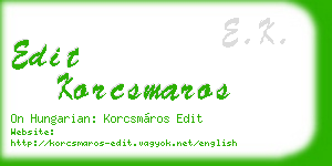edit korcsmaros business card